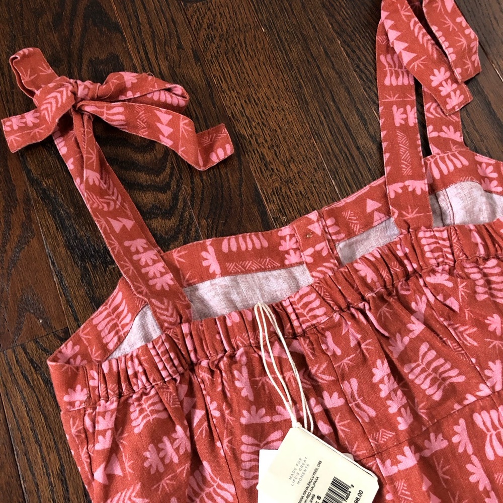 *NWT* Faherty Women's S Anna Kahalekulu Kendall Orange 100% Linen Maxi Sundress - Picture 16 of 16